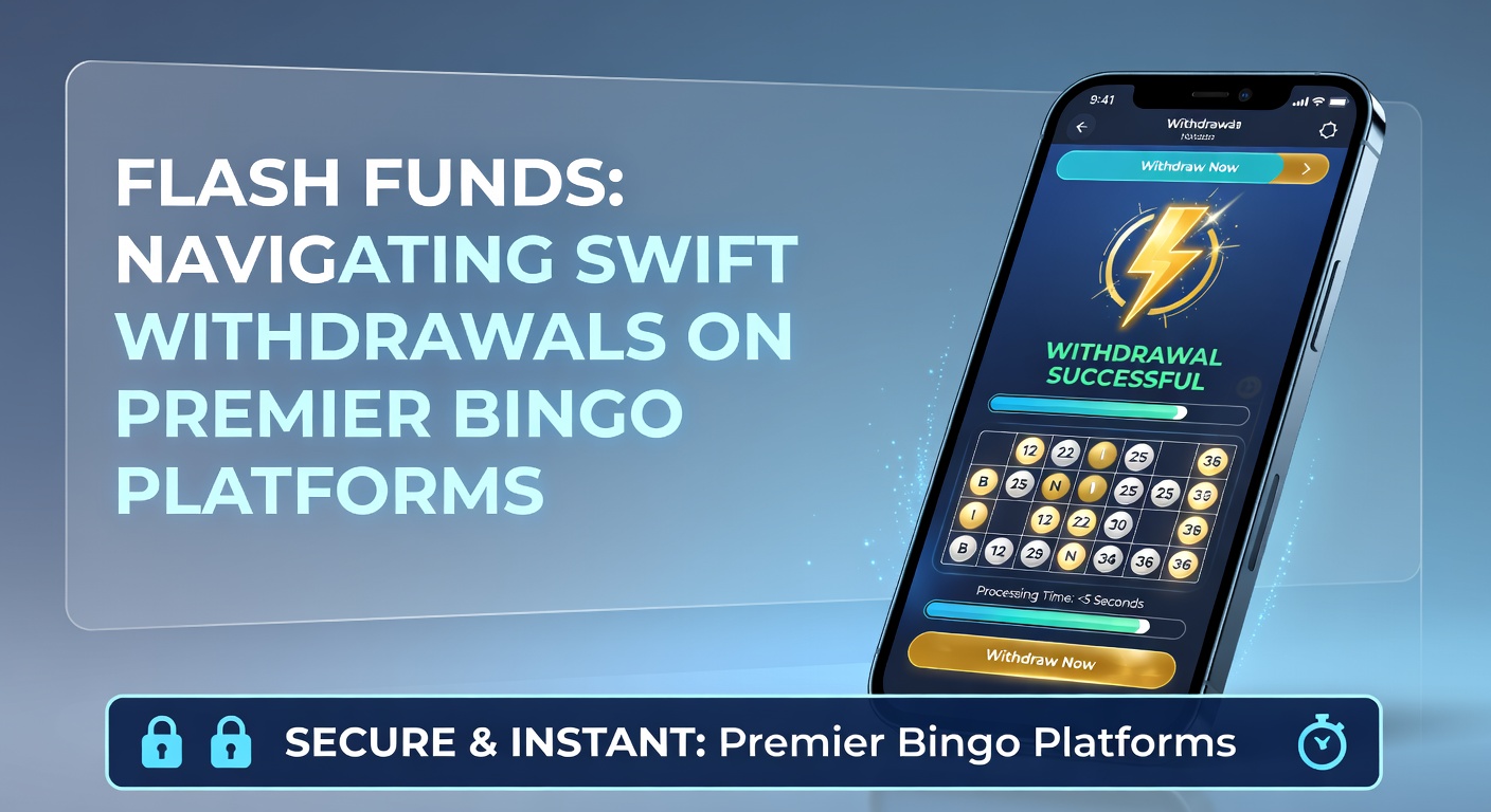 Screenshot of a bingo app dashboard displaying a 'Flash Withdraw' button with a timer showing 2:15 elapsed, next to a confirmed payout notification