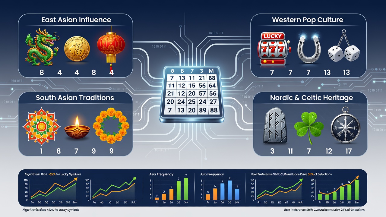 Digital bingo card examples showing culturally preferred numbers highlighted during global gameplay sessions