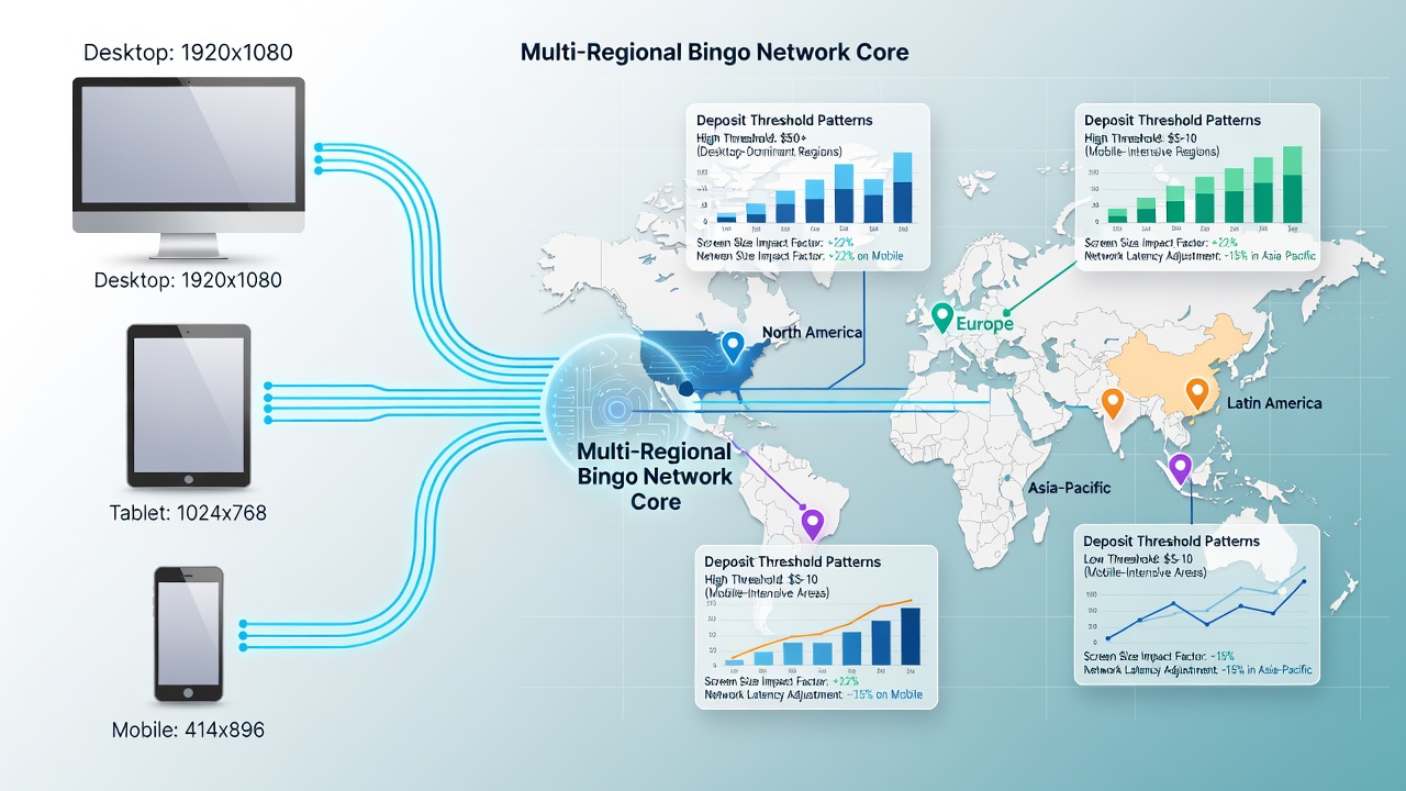 Analytics dashboard comparing deposit patterns on different screen sizes across global bingo networks