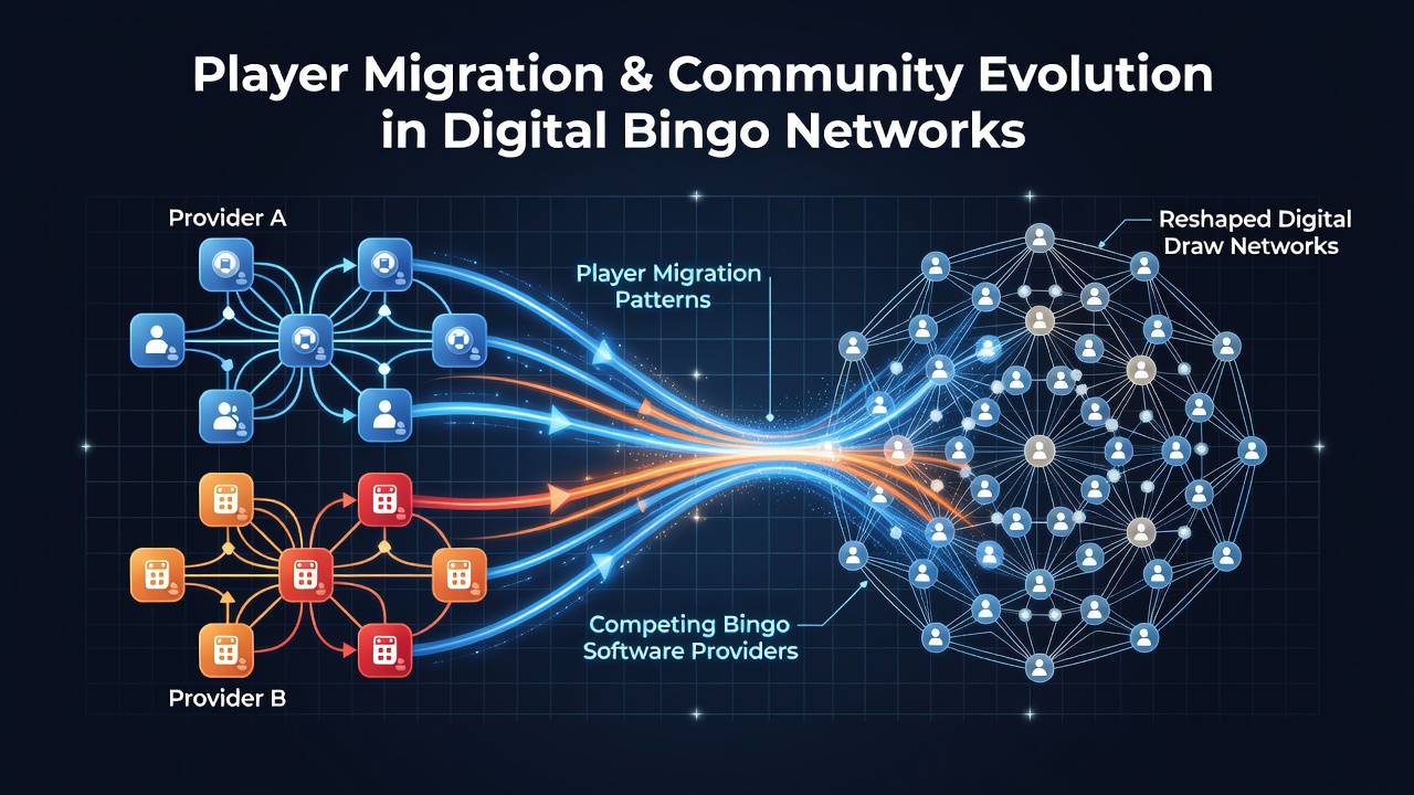 Digital bingo players interacting across multiple software platforms in a networked draw environment