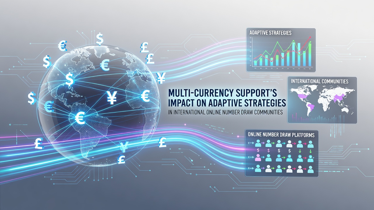 Global online number draw platforms displaying multi-currency interfaces with player strategy adjustments across regions