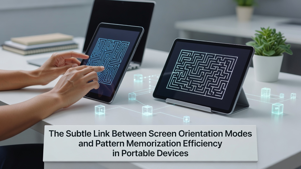 Close-up view of a tablet screen showing a complex geometric pattern being traced in landscape mode during a memorization exercise